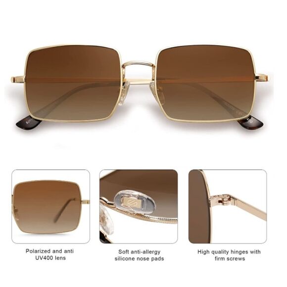 Trendy Thin Rectangle Frame Sunglasses - Picture 4 of 4
